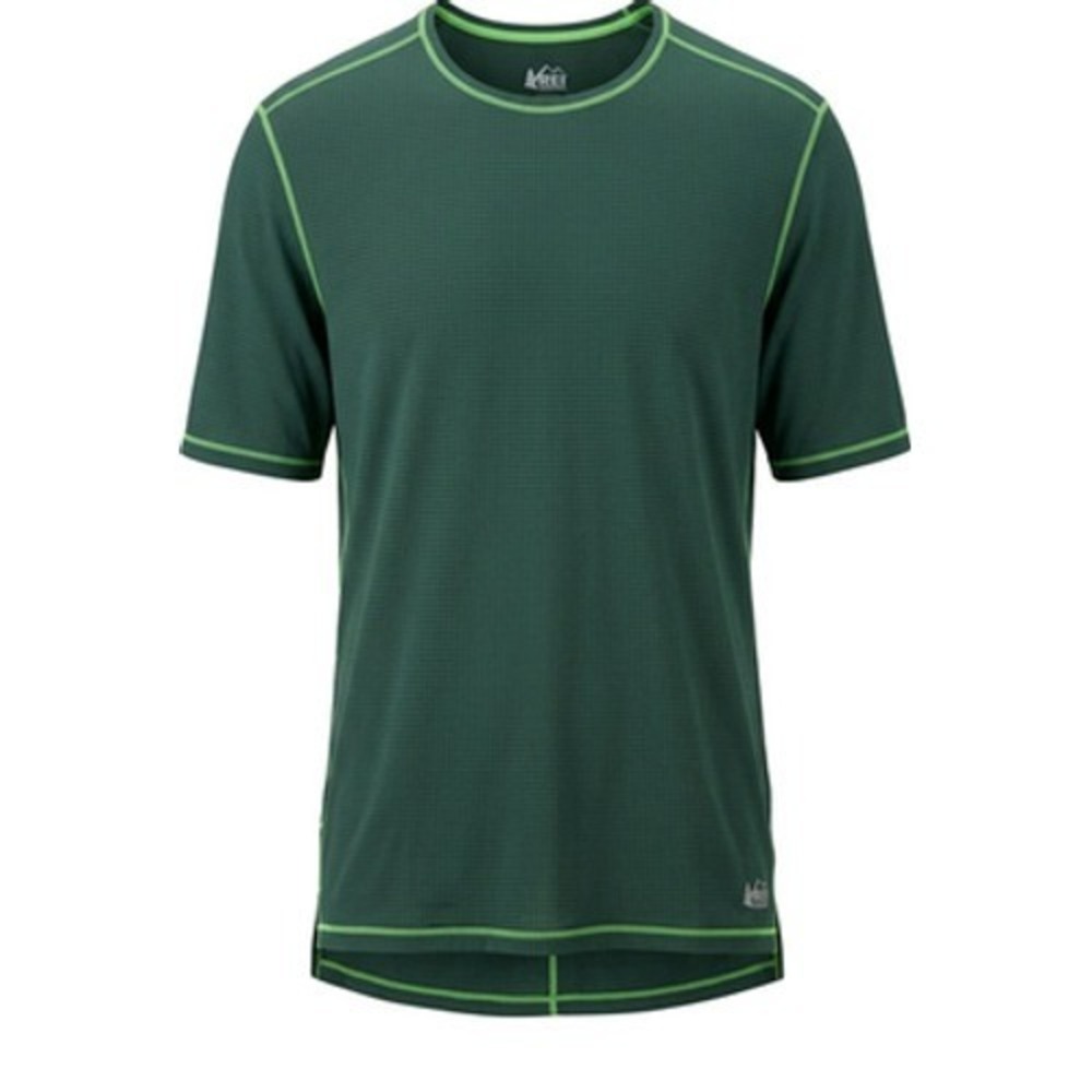 REI Co-op Performance Shirt Men L Green Check Lightweight Running Hiking Tee